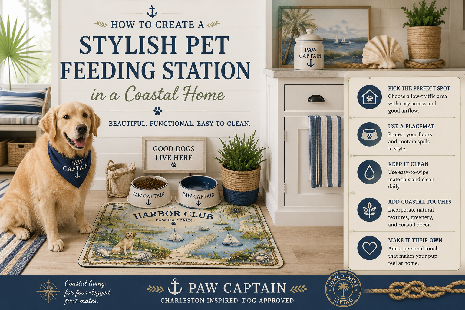 How to Create a Stylish Pet Feeding Station in a Coastal Home