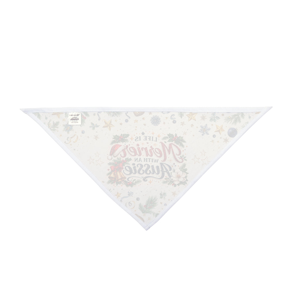 Life Is Merrier with an Aussie Dog Bandana | Australian Shepherd Christmas Bandana | Holiday Dog Bandana
