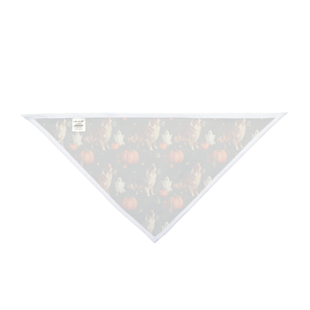 Australian Shepherd Halloween Dog Bandana | Haunted Herd Ghost & Pumpkin Pet Bandana
