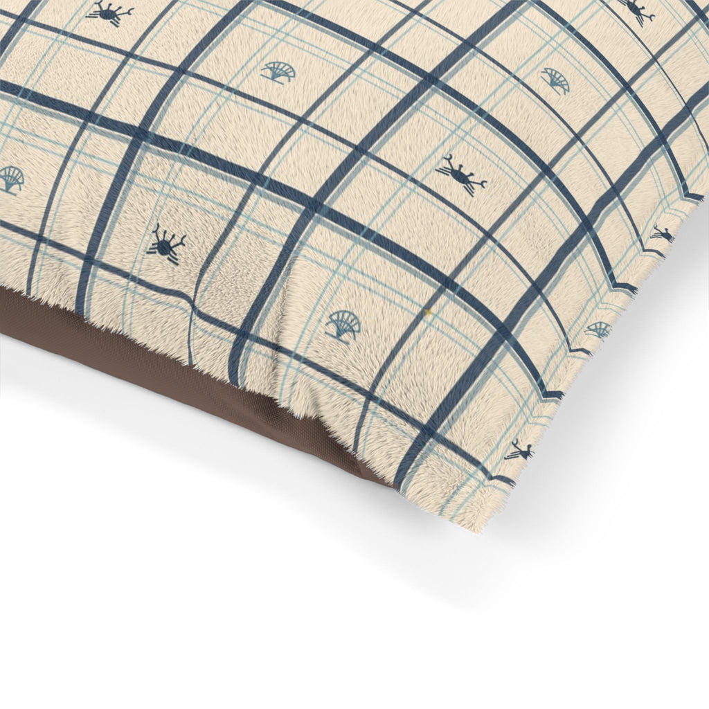 Coastal Crab Plaid Dog Bed