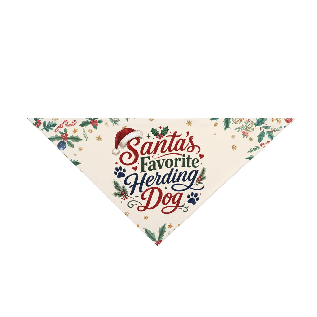 Santa's Favorite Herding Dog Bandana | Christmas Dog Bandana for Australian Shepherds & Herding Breeds