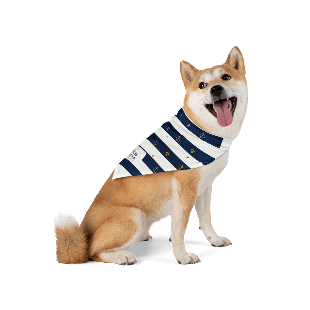 Nautical Striped "Paw Captain" Pet Bandana
