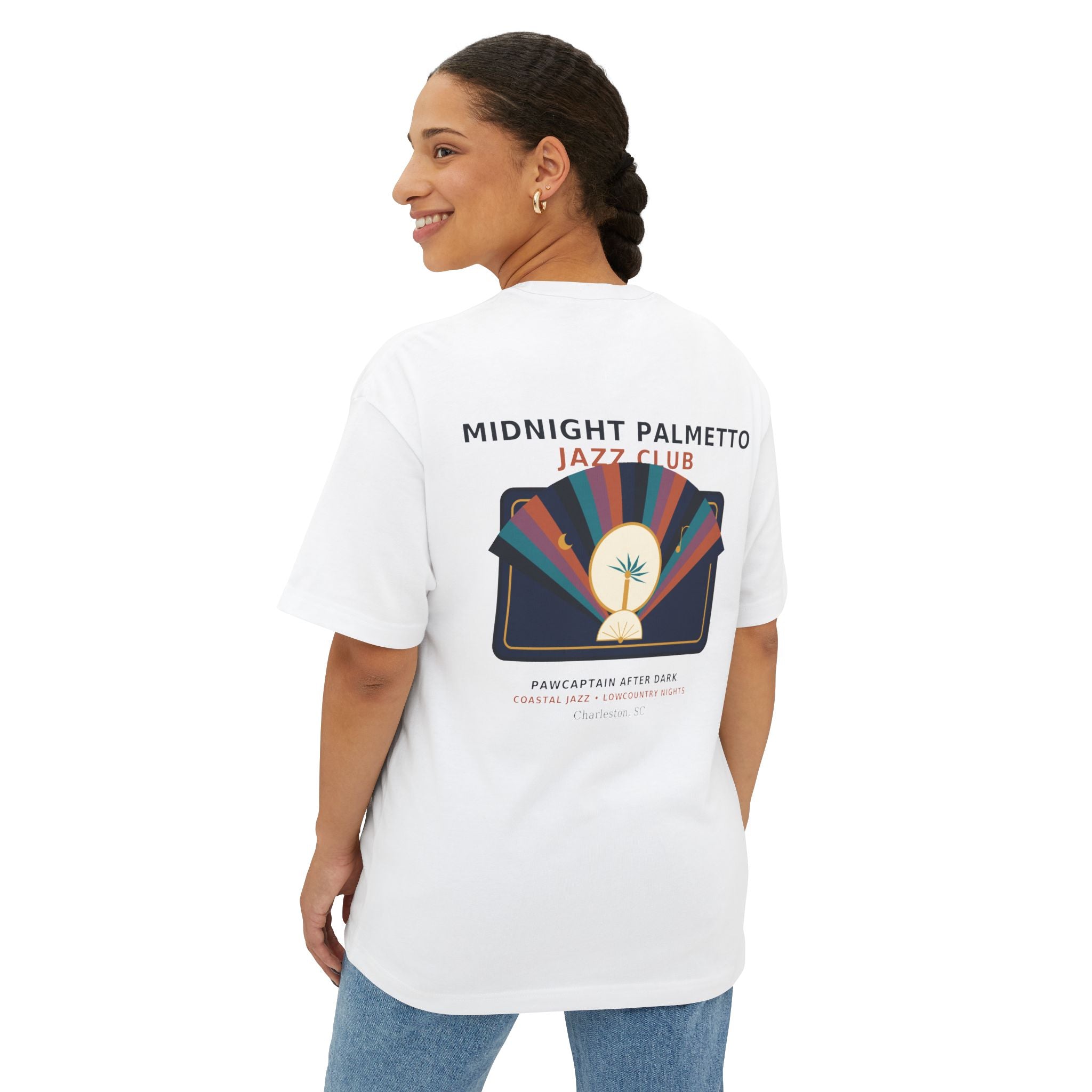 Midnight Palmetto Jazz Club Oversized Tee