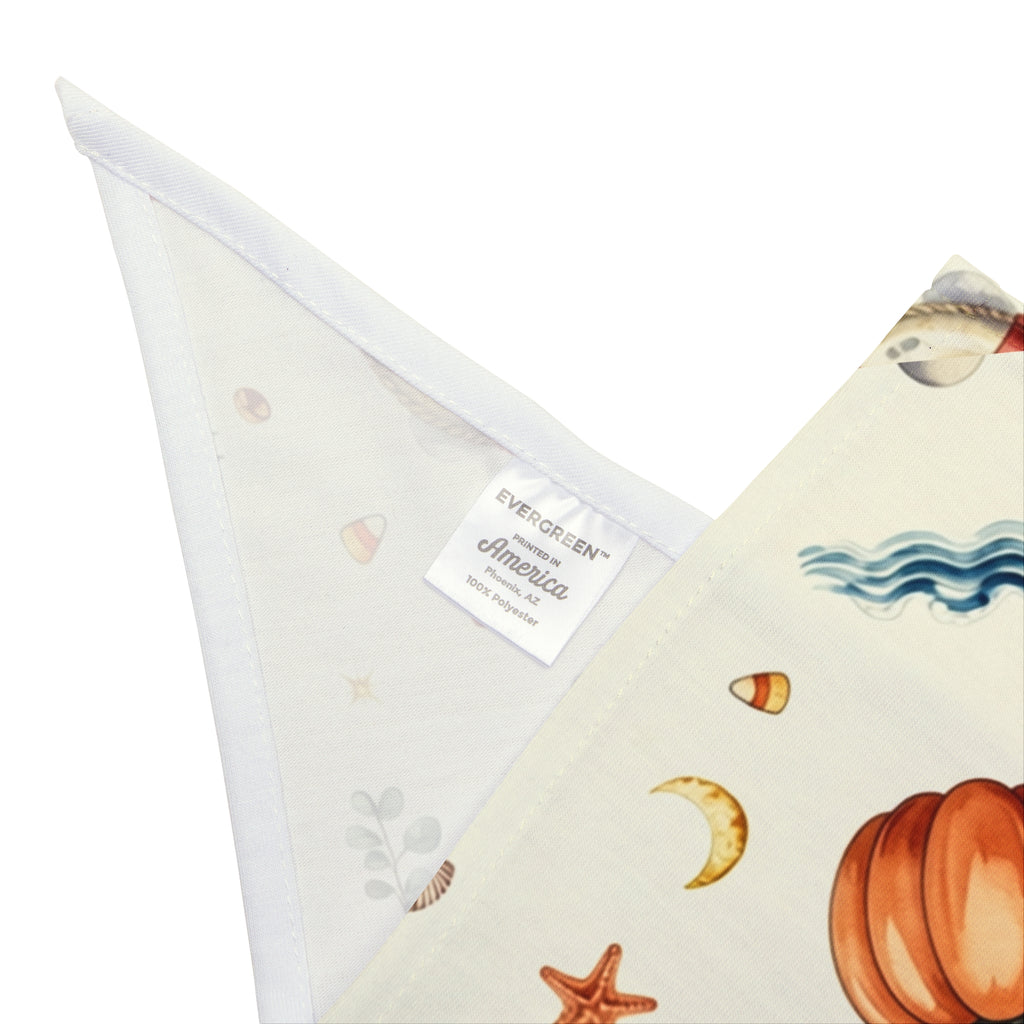 Cute Coastal Ghost Halloween Dog Bandana | Pumpkin & Sailboat Pet Bandana