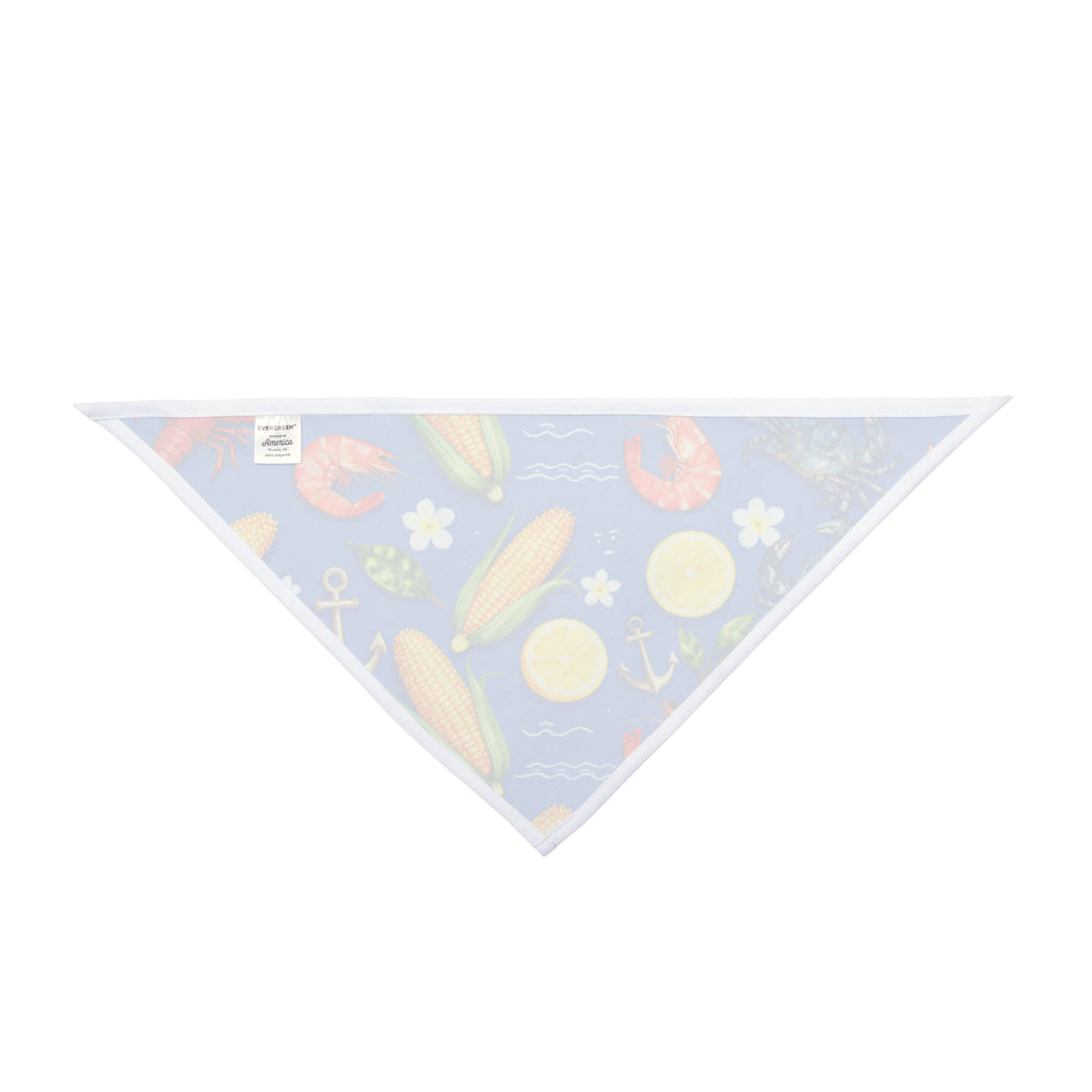 Lowcountry Seafood Boil Bandana  — Corn, Shrimp & Lemon Nautical Print for Dogs & Cats