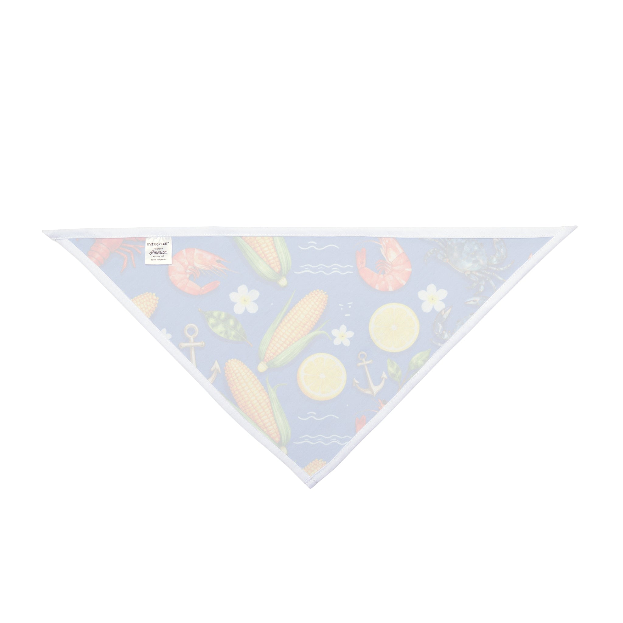 Lowcountry Seafood Boil Bandana  — Corn, Shrimp & Lemon Nautical Print for Dogs & Cats