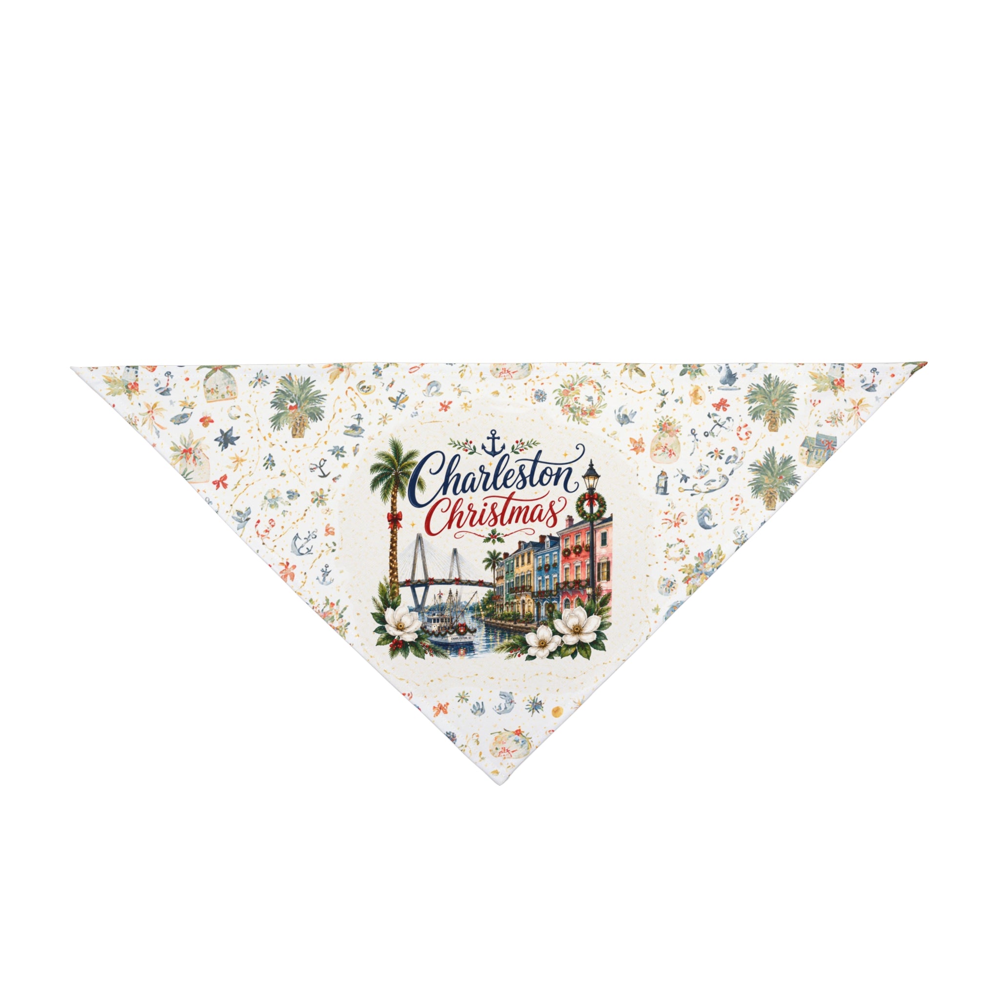 Charleston Christmas Dog Bandana | Coastal Christmas Pet Bandana | South Carolina Holiday Dog Scarf