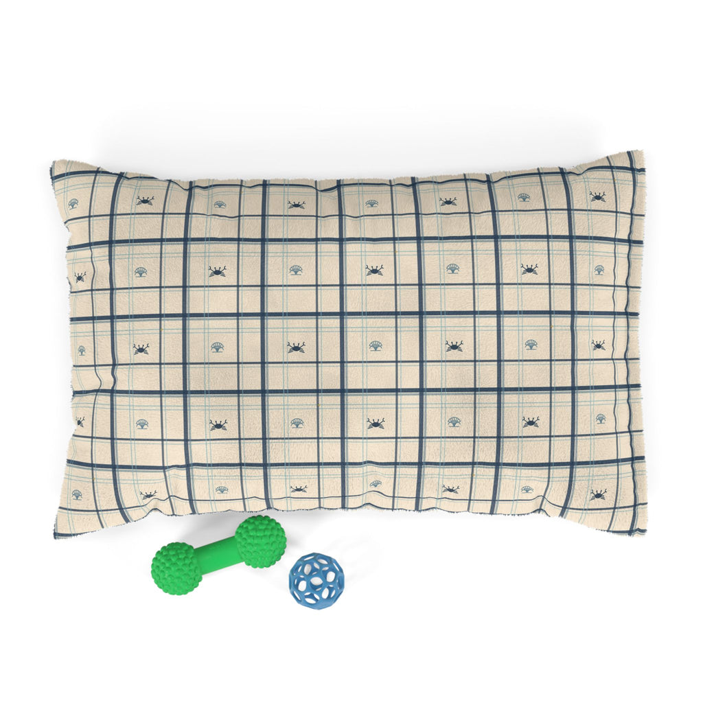 Coastal Crab Plaid Dog Bed