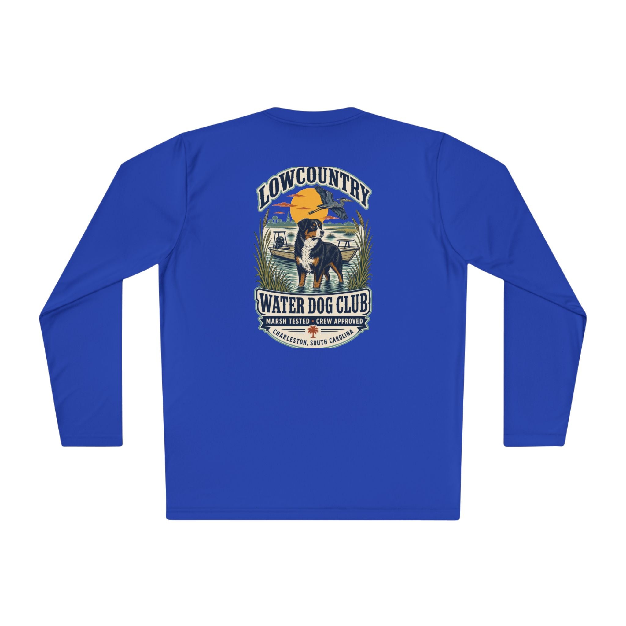 Lowcountry Water Dog Club Long Sleeve Shirt – Australian Shepherd Coastal Performance Tee, Charleston Marsh Dog Shirt for Men & Women