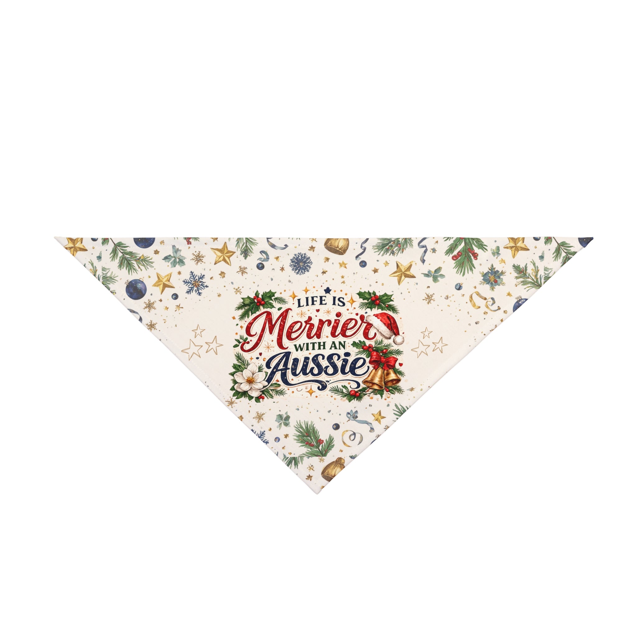 Life Is Merrier with an Aussie Dog Bandana | Australian Shepherd Christmas Bandana | Holiday Dog Bandana