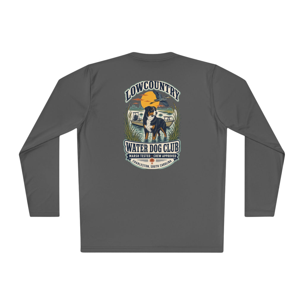 Lowcountry Water Dog Club Long Sleeve Shirt – Australian Shepherd Coastal Performance Tee, Charleston Marsh Dog Shirt for Men & Women