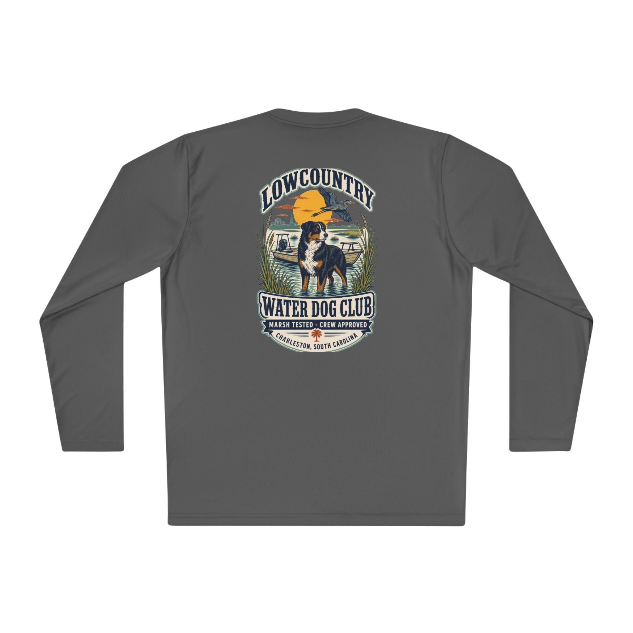 Lowcountry Water Dog Club Long Sleeve Shirt – Australian Shepherd Coastal Performance Tee, Charleston Marsh Dog Shirt for Men & Women