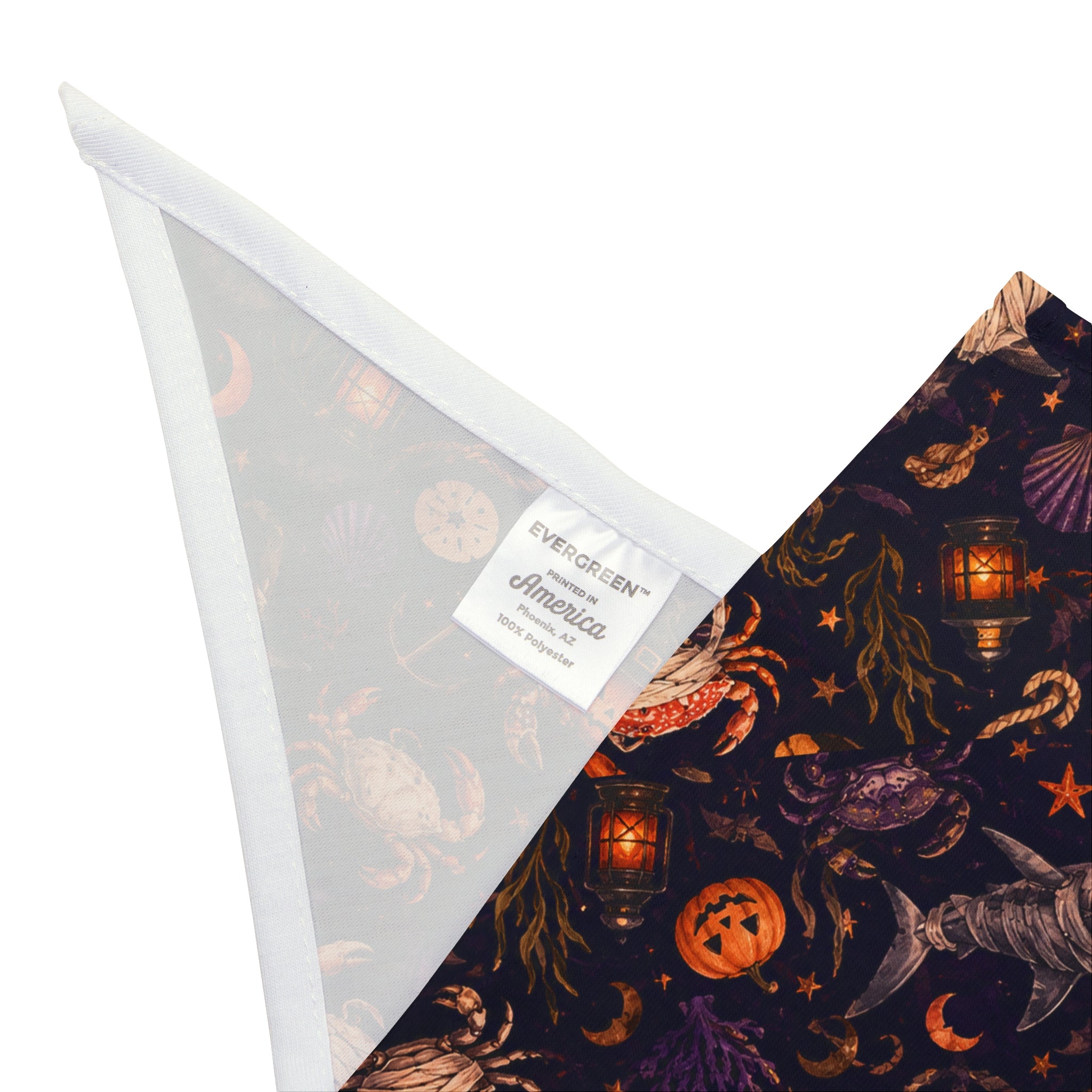Haunted Tides Coastal Halloween Dog Bandana | Pumpkin Crab & Shark Pet Bandana