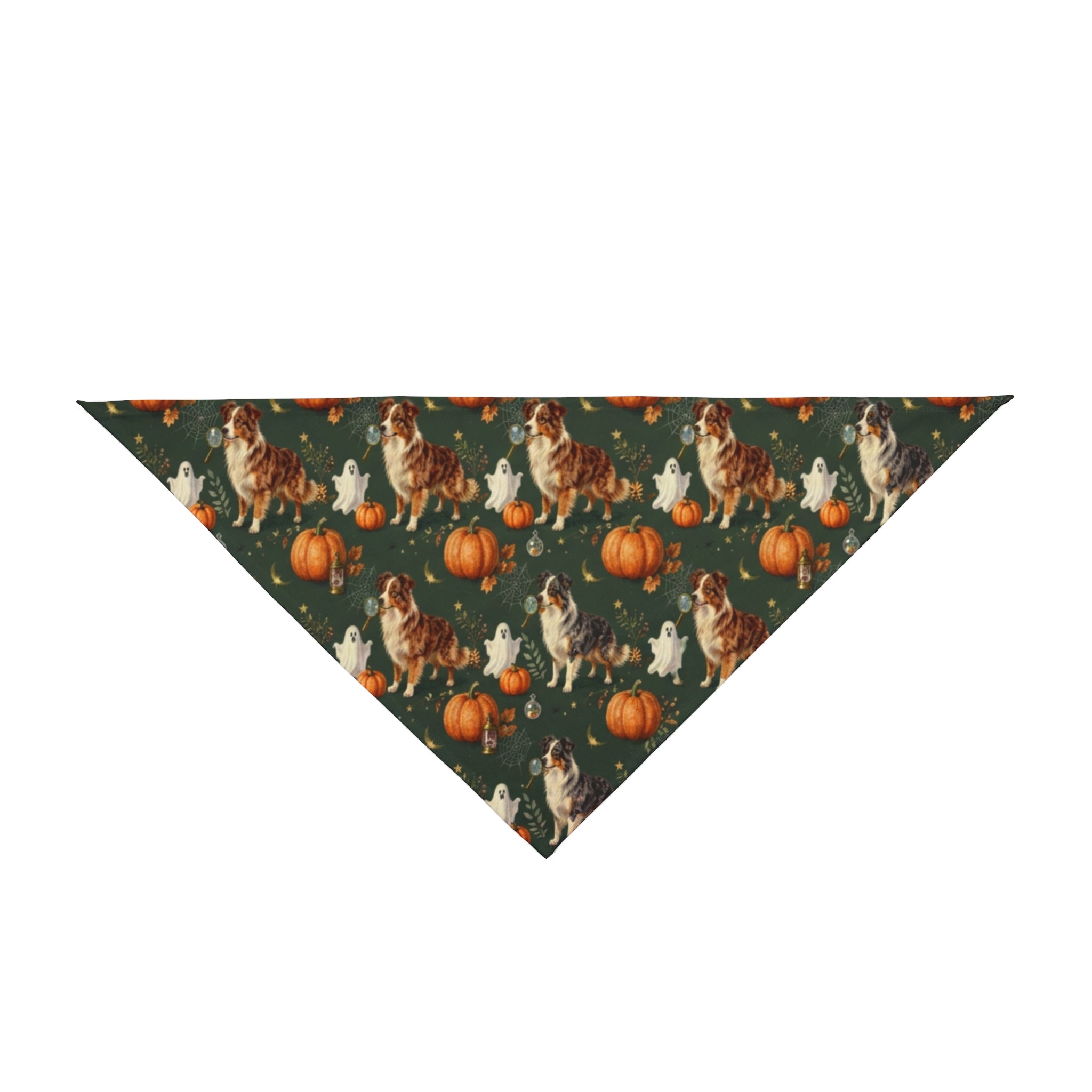 Australian Shepherd Halloween Dog Bandana | Haunted Herd Ghost & Pumpkin Pet Bandana