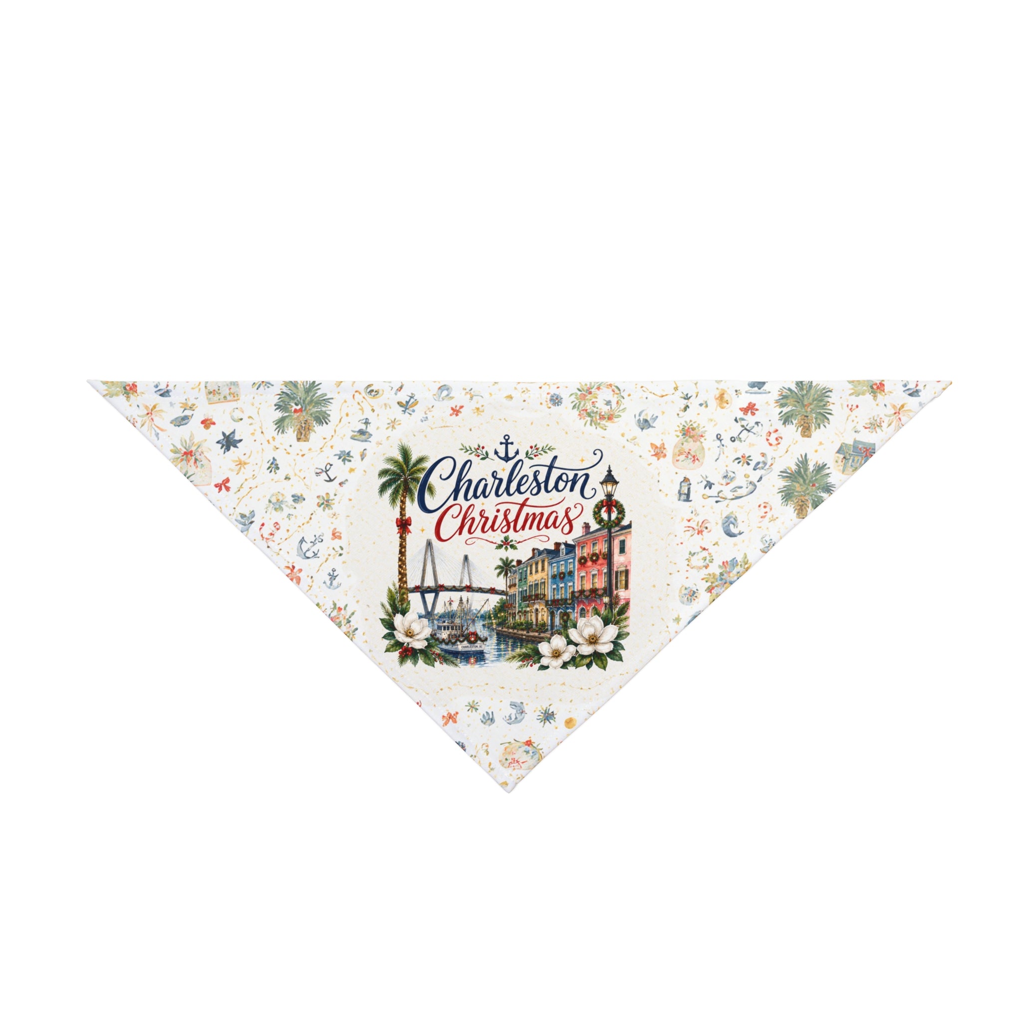 Charleston Christmas Dog Bandana | Coastal Christmas Pet Bandana | South Carolina Holiday Dog Scarf