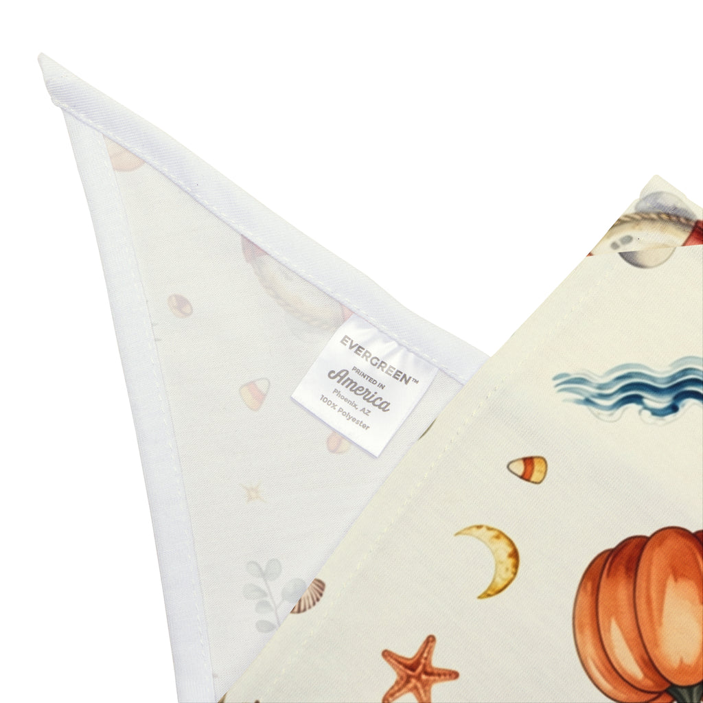 Cute Coastal Ghost Halloween Dog Bandana | Pumpkin & Sailboat Pet Bandana