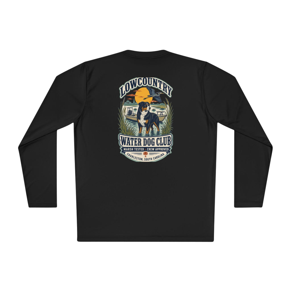 Lowcountry Water Dog Club Long Sleeve Shirt – Australian Shepherd Coastal Performance Tee, Charleston Marsh Dog Shirt for Men & Women