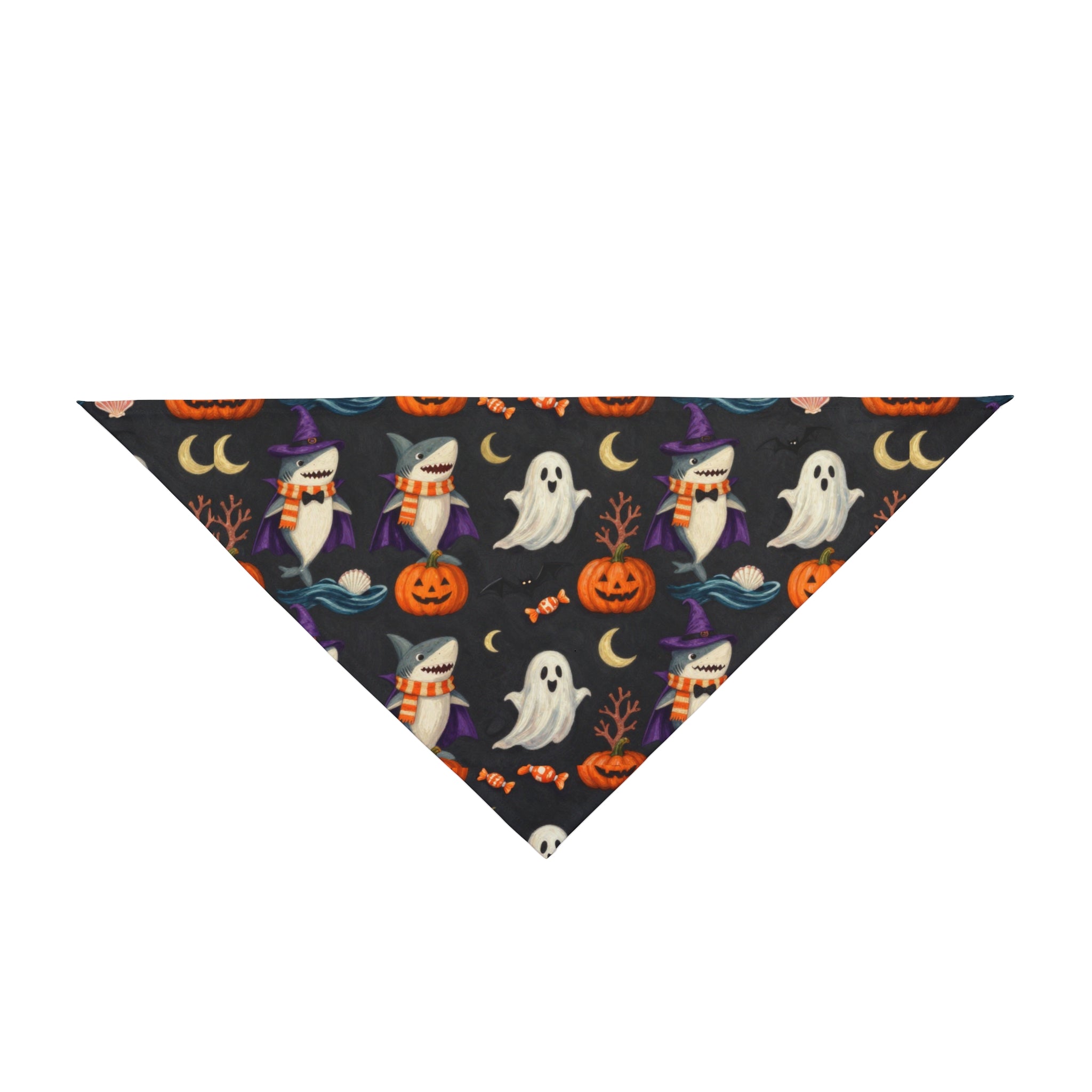 Halloween Shark Dog Bandana | Ghost Shark Pumpkin Pet Bandana