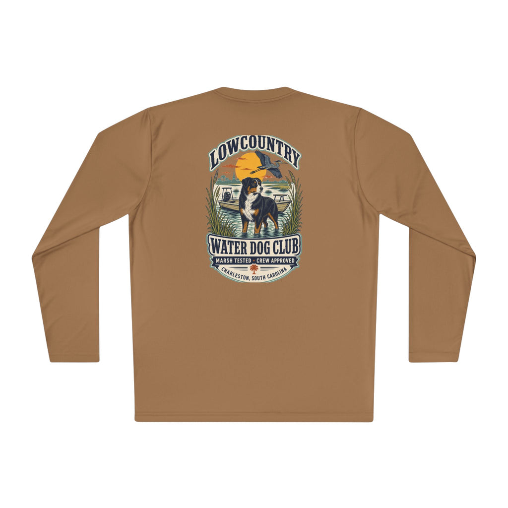 Lowcountry Water Dog Club Long Sleeve Shirt – Australian Shepherd Coastal Performance Tee, Charleston Marsh Dog Shirt for Men & Women
