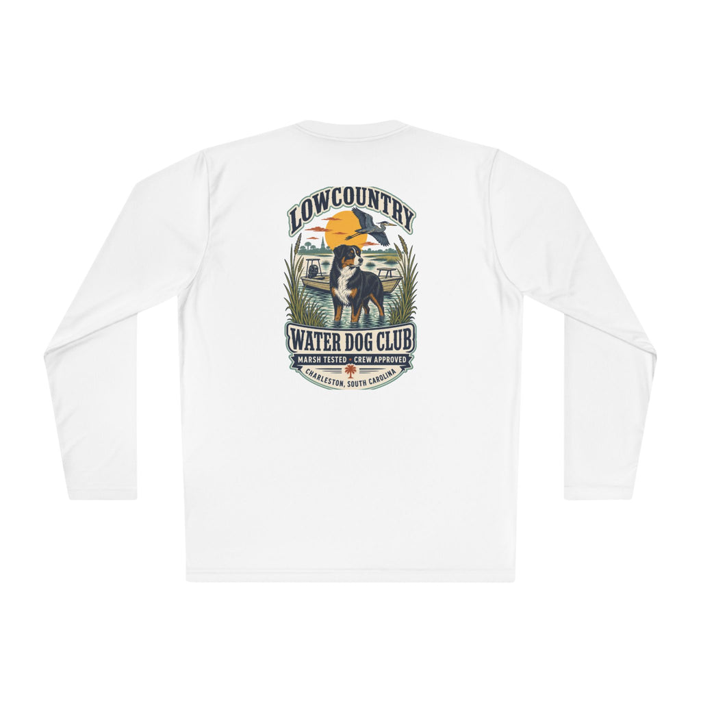Lowcountry Water Dog Club Long Sleeve Shirt – Australian Shepherd Coastal Performance Tee, Charleston Marsh Dog Shirt for Men & Women