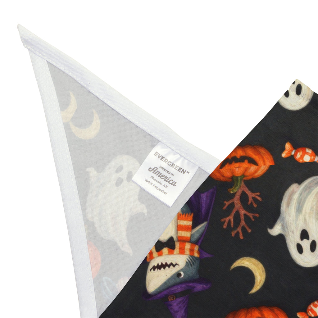Halloween Shark Dog Bandana | Ghost Shark Pumpkin Pet Bandana