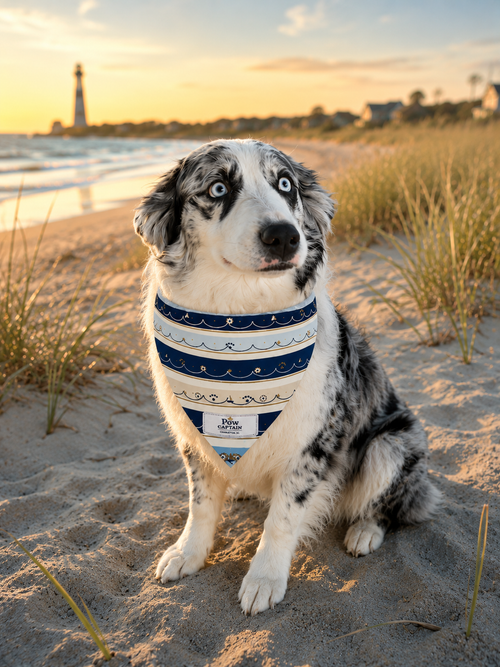 Blue Harbor Tile Stripe Dog Bandana